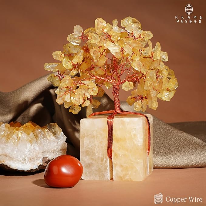 Chakra Tree of Life for Unique Gifts for Mom, Dad, Home and Office Decor, Handmade Citrine Healing Crystal Tree for Positivity, Money & Good Luck, Birthday Gifts for Women,Mens