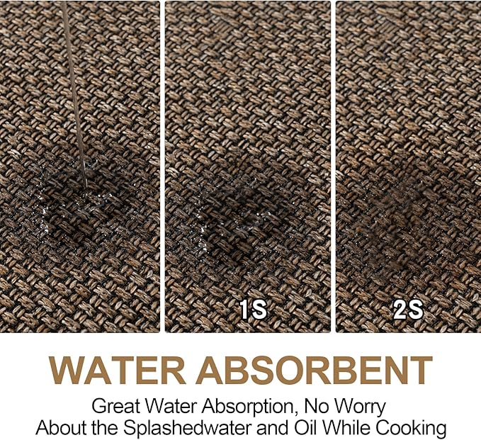 SUMLANS Kitchen Mat Set of 2 PCS, Cushioned Non Slip Rugs for Kitchen Floor, Absorbent Runner Comfort Standing Mats Washable for Kitchen, Office, Home,(Brown, 17.3"x47"+17.3"x71")