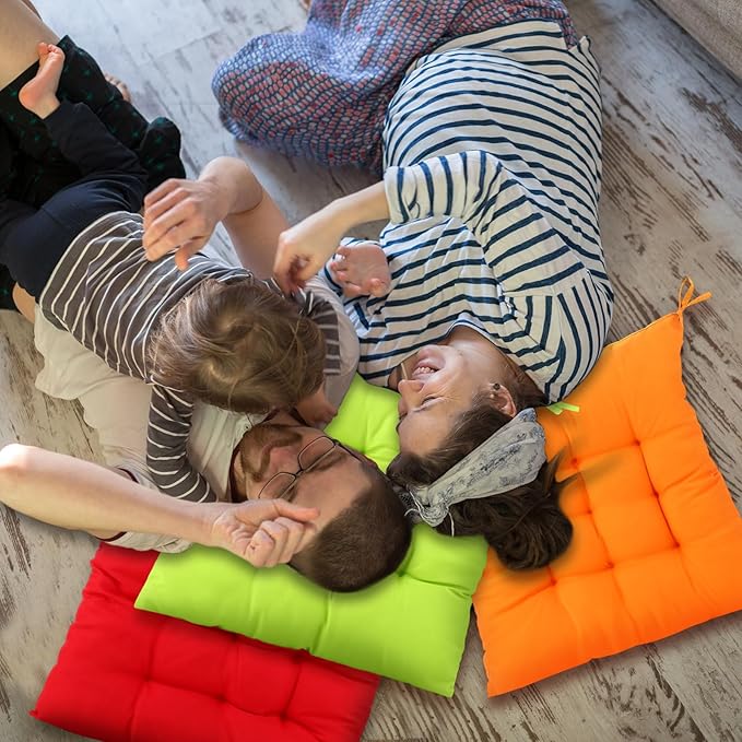 Geetery 12 Pcs Floor Pillows Bulk Seating Cushions for Floor Chair 15.7'' Large Meditation Cushion for Yoga Living Room Tatami Bedroom Balcony Office (Colorful,Square)