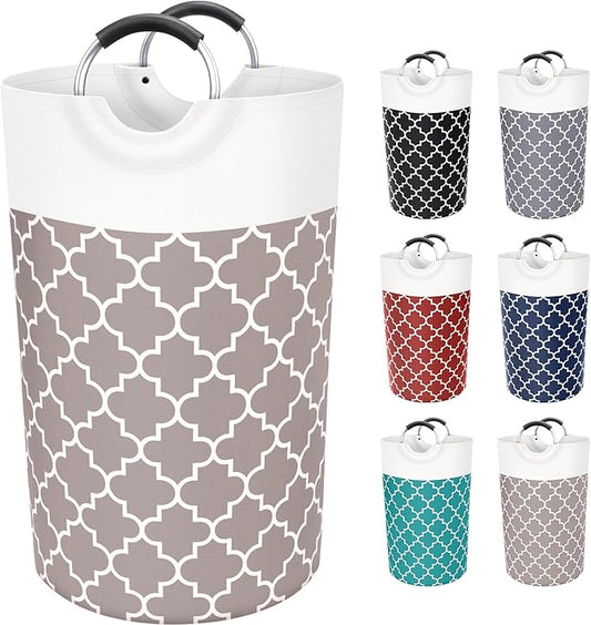 Fabspace Large Laundry Basket Laundry Hamper Bag Washing Bin Clothes Bag Collapsible Tall with Handles Waterproof Travel Bathroom College Essentials Storage for College Dorm, Family (Khaki) 82L