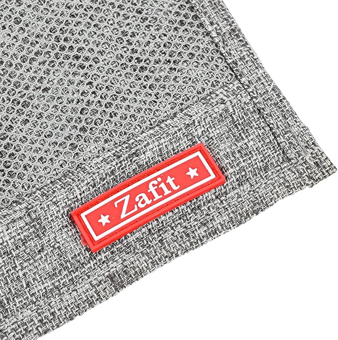 Zafit Linen 4 Pockets Bedside Caddy, Bedside Storage Organizer for Magazine, Remotes, Phone (Classic Grey)