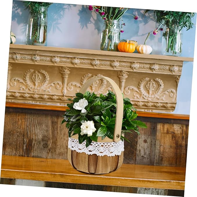 Zerodeko 1Pc Woven Pumpkin Basket for Halloween Candy Storage Container for Trick Treating Festive Decoration and Sundries Organization Unique for Parties
