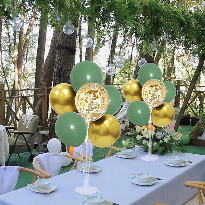 ZJDHPTY Green and Gold Balloon Stand Centerpiece Table Decorations for Birthday Woodland Baby Shower Party Decoration for Graduation 2026 New Years Eve (Green gold set4)