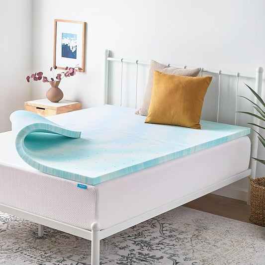 Linenspa 2 Inch Swirl Gel Memory Foam Mattress Topper, California King Size – Cooling Gel Infused, Ventilation Holes – Pressure Relieving Bed Topper – CertiPUR Certified