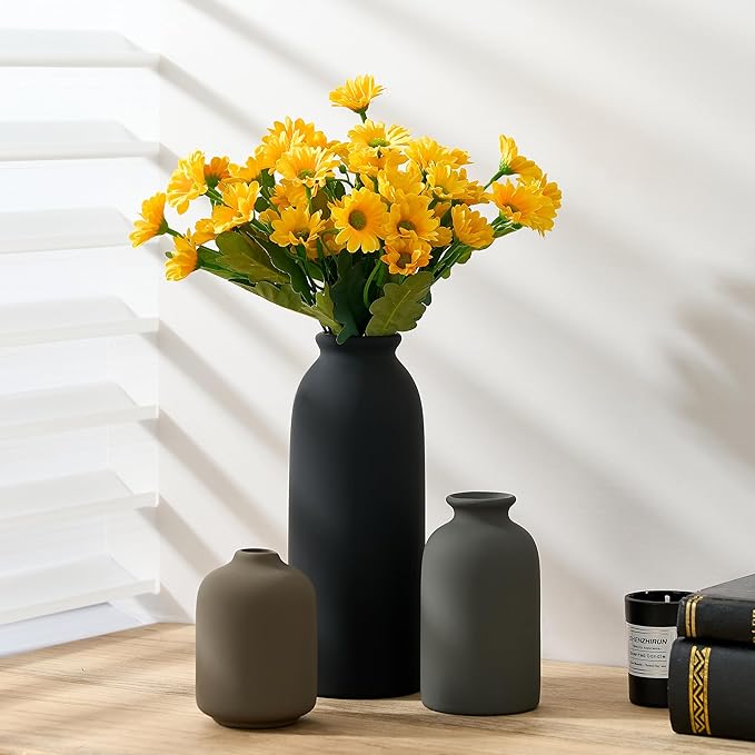 Ceramic Vase Set of 3, Decorative Nordic Minimalist Vases Home Decor for Living Room Kitchen Bedroom Entryway Mantel Table, Modern Decor for Bouquet Pampas Grass Dried Fresh Flowers- Multicolor