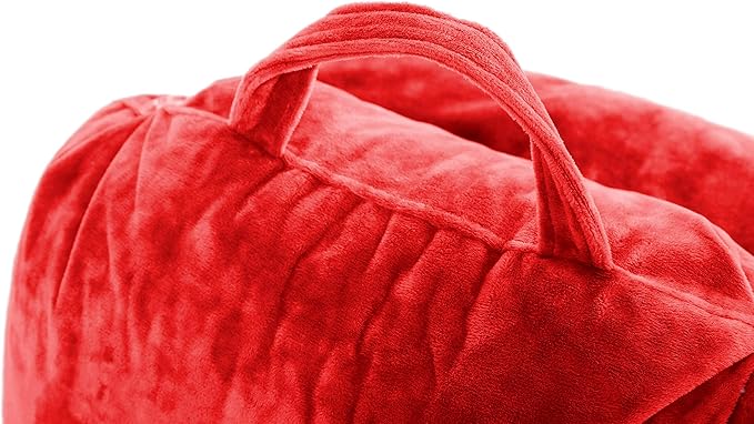 Husband Pillow Medium Reading Pillow with Arms - 23" Backrest for Sitting Up in Bed - Firm Support Bed Rest Pillow for Adults, Neck Roll, Removable Cover - TV, Reading, Lounging - Red