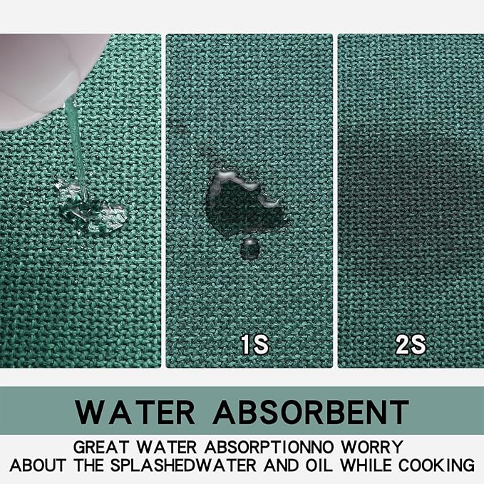 SUMLANS Kitchen Mat Set of 2 PCS, Christmas Cushioned Non Slip Rugs for Kitchen Floor, Absorbent Runner Comfort Standing Mats Washable for Kitchen, Office, Home (Green, 17.3"x47"+17.3"x30")
