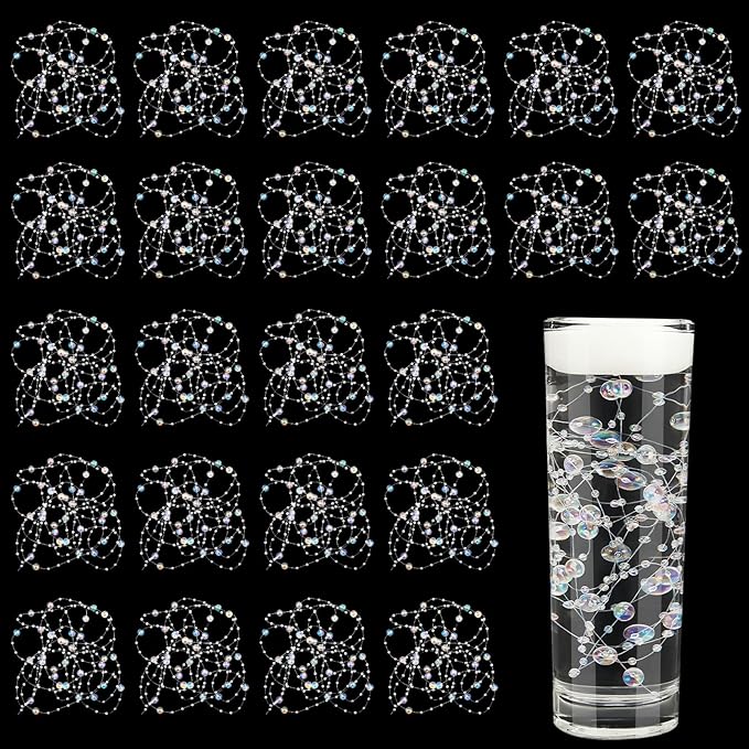 Tondiamo 24 Pcs Artificial Pearl String for Floating Candle Faux Pearls Beads String Garland Centerpiece Decoration for Vases Filler Wedding Spring Holiday Party Decor(Dazzling Color)