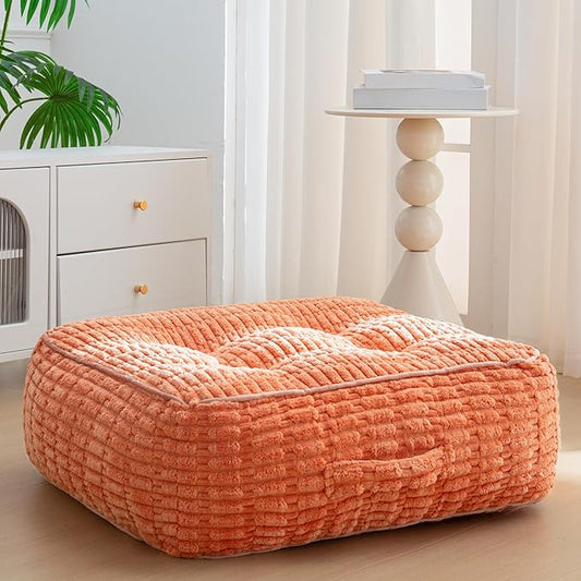 8" Washable Floor Pillow Cushion for Adults, Meditation Cushion Pillow, Removable Tufted Blended Corduroy Cover, Large Square Floor Sitting for Tatami Living Room or Yoga, 22x22 Inch, Machine Washable
