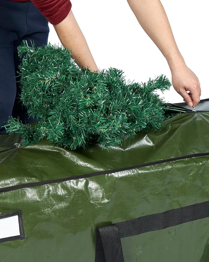 HOMEST Christmas Tree Storage Bag, Fits for 7.5-9 ft Xmas Artificials, Zippered Bag with Reinforced Carrying Handles, Green (Bag Only）