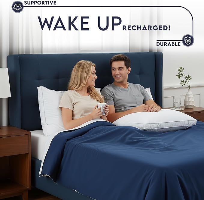 Utopia Bedding Bed Pillows for Sleeping Queen Size (White), Set of 2, Soft & Fluffy Pillow with Down Alternative Filling, Cooling, Hotel Quality, Gusseted Pillow for Back, Stomach or Side Sleepers