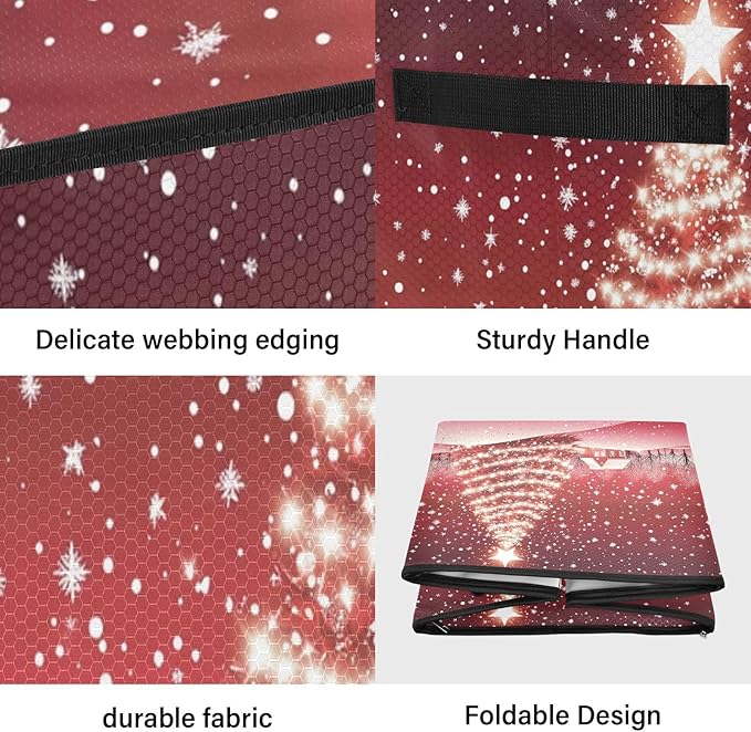 Red Christmas Tree Ornament Storage Basket Box Xmas Jingle Bells Winter Holiday Storage Container Cube with Adjustable Dividers for 64 Holiday Ornaments or Decorations Keeps Clean and Dry