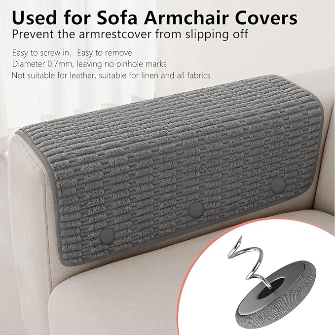 12 Colors Fabric Covered Button Twist Pins Dust Ruffle Pins- for Sofa，Upholstery，Armchair Caddies, Armrest Covers,Bed Skirts, Slipcovers, Headliners (12, Medium Gray)