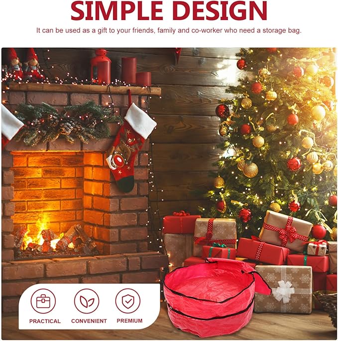 Christmas Wreath Organizer Double Storage Bag Zippered Holder for Wreaths Pe Material for Holiday Decoration Storage