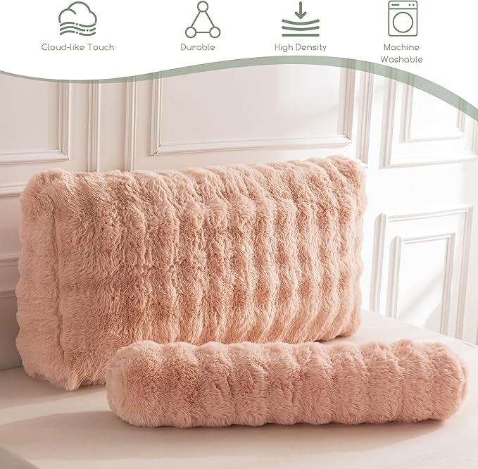 HIGOGOGO Headboard Pillow Twin,Ultra-Soft Wedge Pillow with a Cylindrical Neck Pillow,Memory Foam Filling,Back Support Pillows for Bed Sitting Up, Reading & Working, Removable Cover, 39.4"x19.7"
