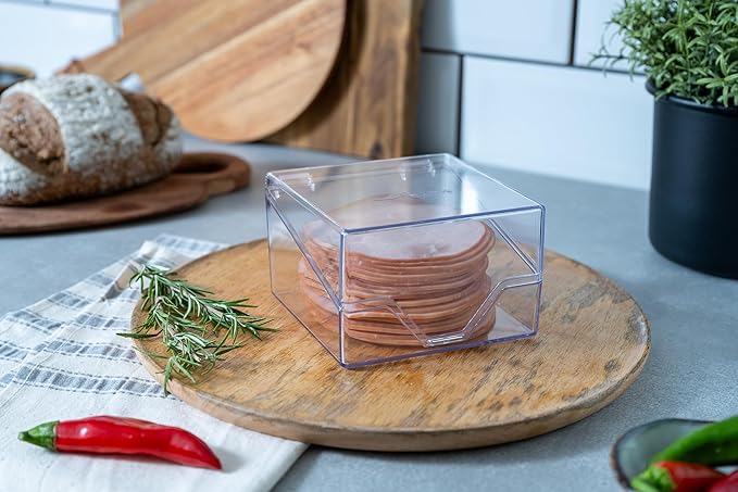 Pikanty Mini Deli Keeper | Food Storage Container with Hinged Lid | Small Cold Cuts and Cheese Organizer for Refrigerator | Dishwasher Safe | Made in USA