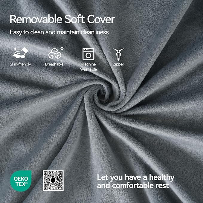 Kayfia Reading Pillow, 10 in 1 Back Pillow for Bed Sitting up with Detachable Arms Rest, Back Rest with Gel Memory Foam, Reading/Gaming/Working in Bed or Couch 19", Gray