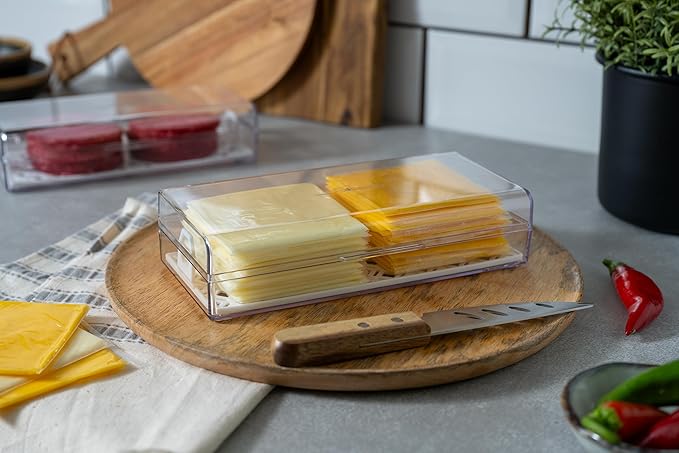 Pikanty Cheese Keeper | Storage Container for Fridge | Food Box with Hinged Lid and Removable Tray | Sliced Cheese Organizer | Made in USA
