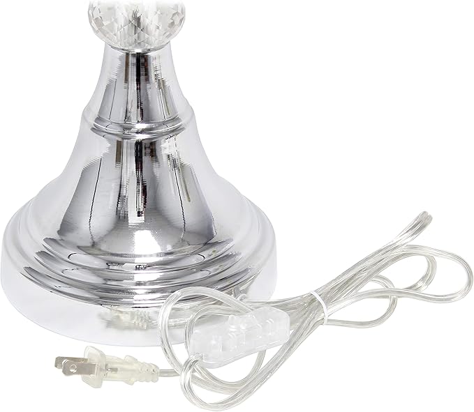 Elegant Designs LT1034-WHT Trendy Sheer Table Lamp with Hanging Crystals and Sheer Shade, White