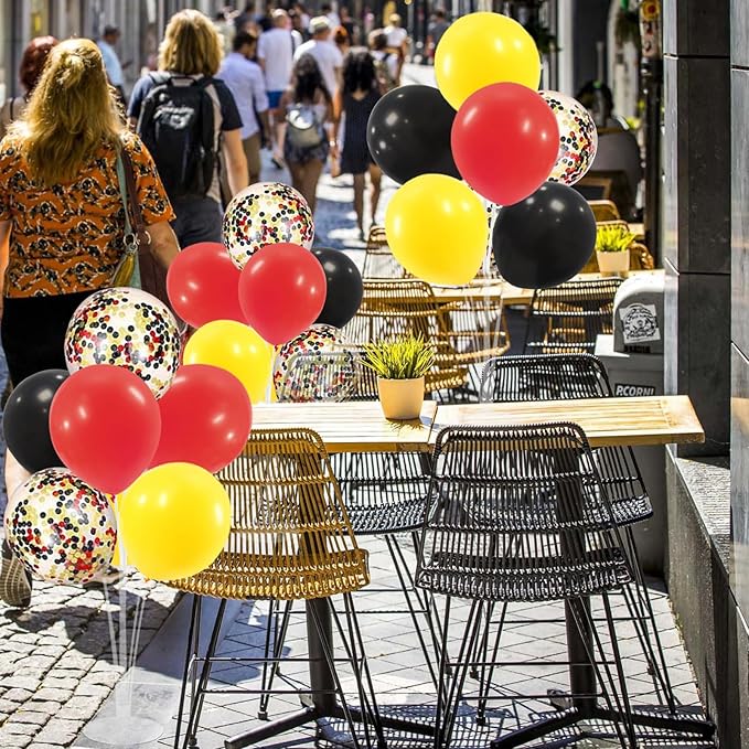 ZJDHPTY Red Yellow and Black Balloon Stand Centerpiece Table Decorations for Mouse Birthday Movie Night Party Decorations(Red yellow black set4)