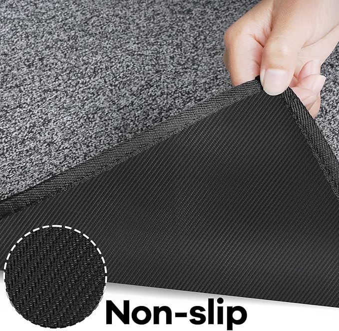 SUMLANS Kitchen Mat Set of 2 PCS, Cushioned Non Slip Rugs for Kitchen Floor, Absorbent Runner Comfort Standing Mats Washable for Kitchen, Office, Home (Black-Velvet, 17.3"x47"+17.3"x30")