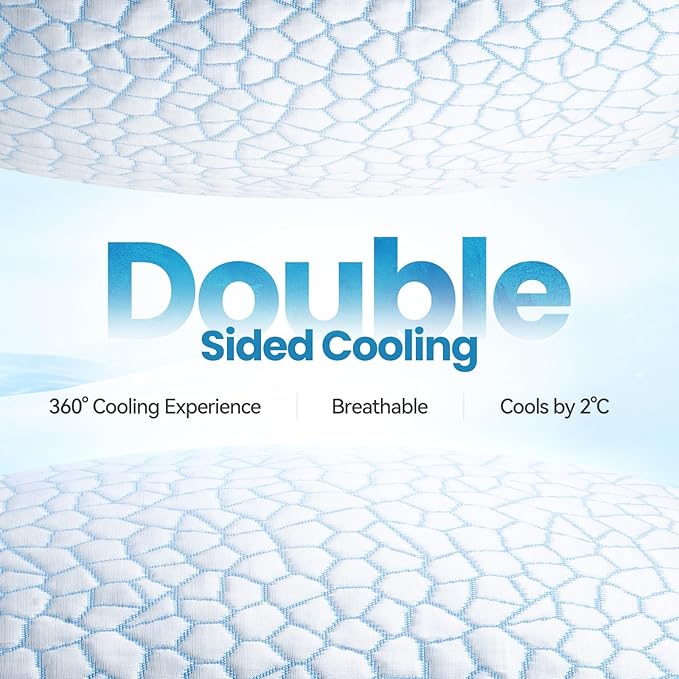 QUTOOL Cooling Pillows for Hot Sleeping, Shredded Memory Foam Pillows Standard Size Set of 1,Adjustable Soft & Firm Gel Bed Pillow for Side, Back, Stomach Sleepers
