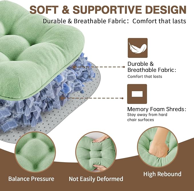 BETU Chair Cushions for Dining Chairs Set of 2,3.5" Thick Kitchen Table Chair Pads with Ties,Non Slip Backing and Covers, Home Decor Seat Cushion for Dining Room,Bar,Patio Chairs16"X16"X3.5"Sage Green
