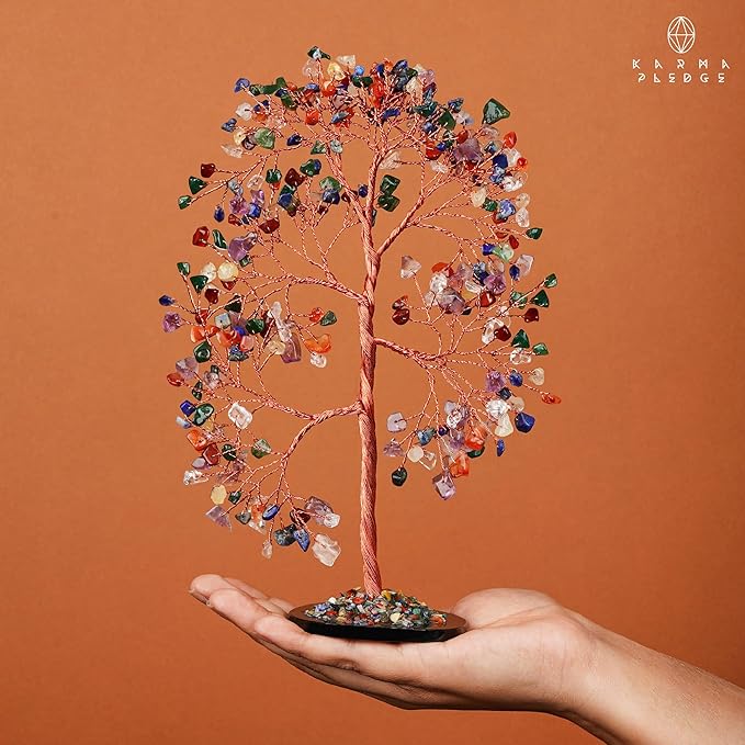 7 Chakra Crystal Tree of Life Birthday Gifts for Women, Men, Frineds, Handmade Reiki Healing Tree for Home, Room, Office Decor, Bring Money, Positivity, Good Luck, Gifts for Mom & Dad