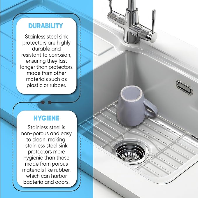 Better Houseware Stainless Steel Sink Protector Sink Mat Stainless Steel Sink Rack for Bottom of Sink Protectors for Kitchen Sinks 18 x 12 x 1