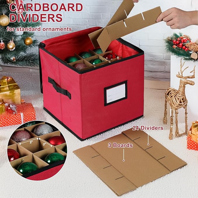 christmas decoration organizer village storage box，Containers that Store up to 64 Holiday Ornaments
