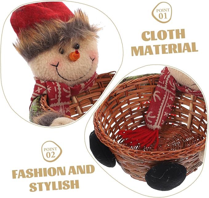 Claus Reindeer Snowman Christmas Balls Ornaments Party Storage Basket Random Style