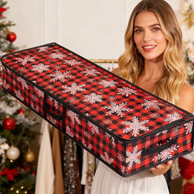 Wrapping Paper Holder | Large Boxes with Handle,Wrapping Storage Organizer with Interior Pockets,for Home Underbed Basement Garage Closet College Dorm Attic
