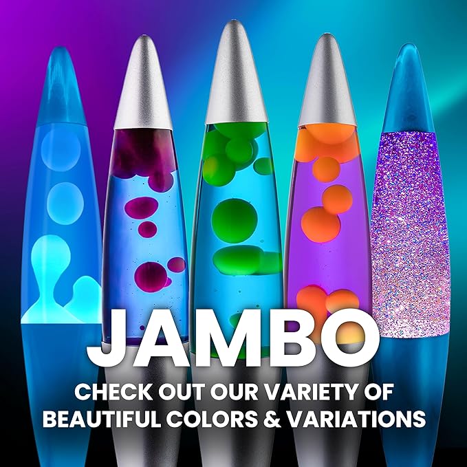 JAMBO 16" Beautiful Liquid Lamp- Blue with Purple Wax, Relaxing Magma Light, Night Light Nightlight, Home Decor Living Room Office Bedroom Lamp for Adults Teens Kids