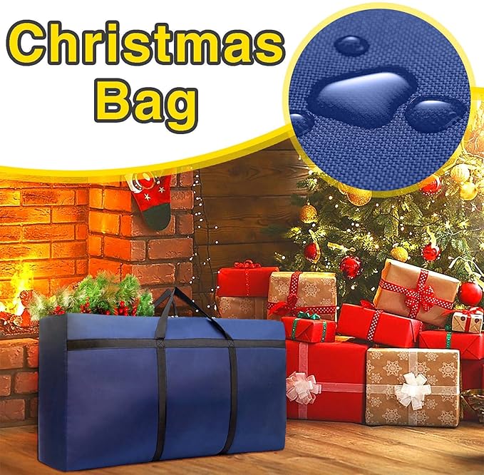 Small Christmas Tree Storage Bag for 4ft Artificial Disassembled Holiday Tree Heavy Duty Xmas Tree Storage Container with Reinforced Handles & Dual Zippers Waterproof Fake Tree Saver Bag (Dark Blue)