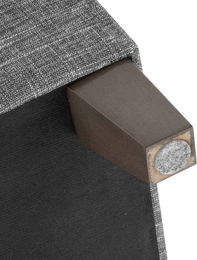 HomePop Home Decor | Medium Square Storage Ottoman with Hinged Lid | Ottoman with Storage for Living Room & Bedroom, Grey