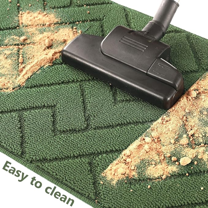 hicorfe Kitchen Rugs and Mats Sets,2 Pieces Super Absorbent Polypropylene Non-Slip Rug,Soft Comfort Floor Mat,Washable for Kitchen,Hallway,Office,Sink,Laundry(20" x 32"+20" x 59",Green)