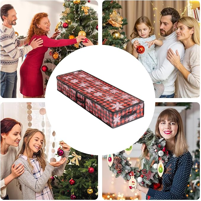 Wrapping Paper Holder | Large Boxes with Handle,Wrapping Storage Organizer with Interior Pockets,for Home Underbed Basement Garage Closet College Dorm Attic