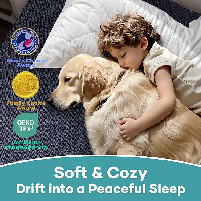 OhGeni 100% Waterproof Mattress Protector, Twin Navy Blue Size, 6''-14'',Fitted Sheet with Deep Pockets, Premium Noiseless Breathable Soft Hypoallergenic Material, Mattresses Cover for Bed