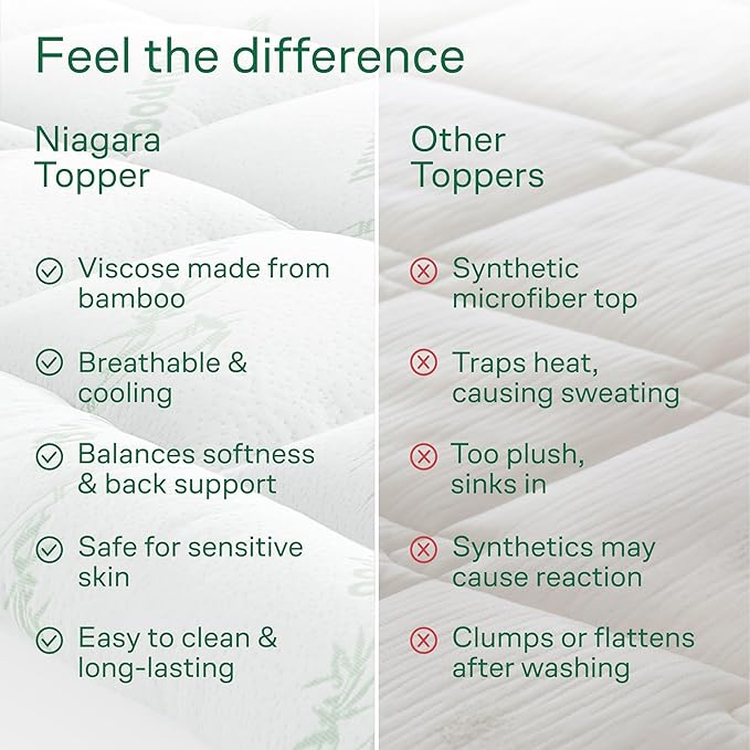 Niagara Ultra Soft California King Size Mattress Topper - Viscose Made from Bamboo Pillow Top Mattress Pad for Back Pain Relief - Naturally Cooling for Hot Sleepers, fits 6-18" Mattress, 600GSM, Green