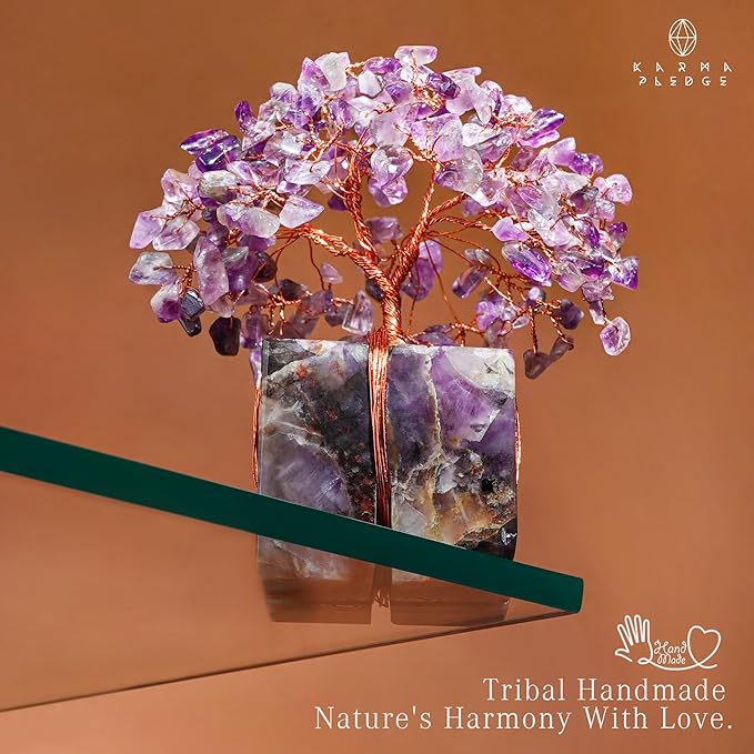 Chakra Tree of Life for Unique Gifts for Mom, Dad, Home and Office Decor, Handmade Amethyst Healing Crystal Tree for Positivity, Money & Good Luck, Birthday Gifts for Women, Mens