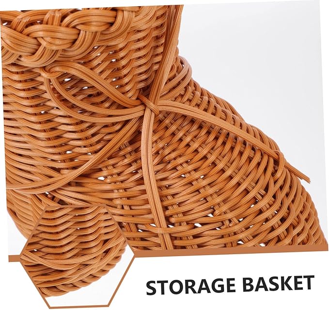 Zerodeko Imitation Rattan Woven Storage Basket Flower Holder Creative Tea Color Design Decorative Household Organizer for Home and Christmas Decoration