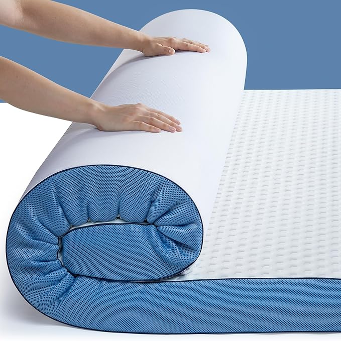 PERLECARE 3 Inch Firm Mattress Topper Queen, Cooling Gel-Infused & Bamboo Charcoal Memory Foam Bed Topper for Pressure Relief, High-Density Mattress Pad with Removable Cover