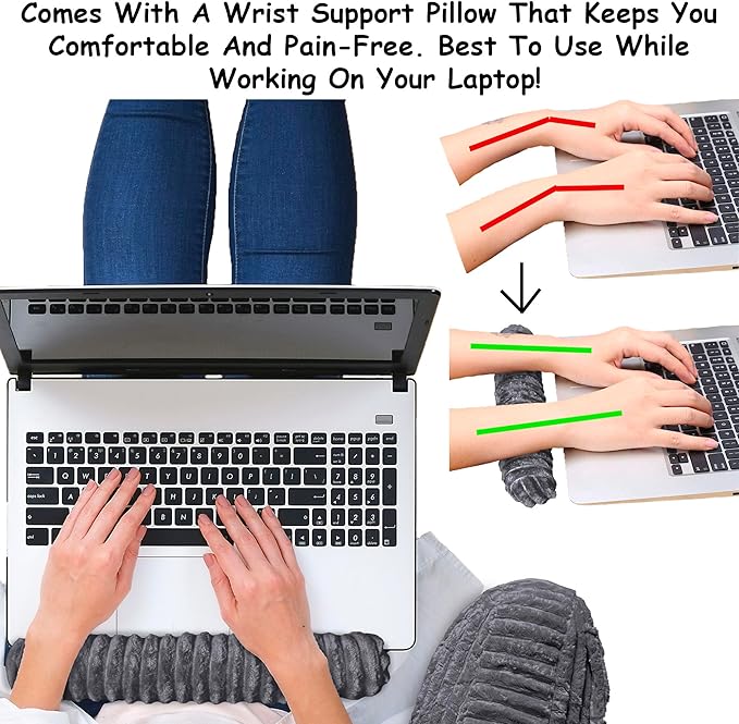 Homie Reading Pillow with Reading Light and Wrist Support, Has Arm Rests, and Back Support for Bed Rest, Lounging, Reading, Working on Laptop, Watching TV (Dark Gray)