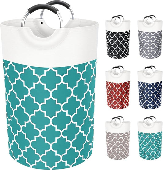 Fabspace Large Laundry Basket Laundry Hamper Bag Washing Bin Clothes Bag Collapsible Tall with Handles Waterproof Travel Bathroom College Essentials Storage for College Dorm, Family (Green) 75L