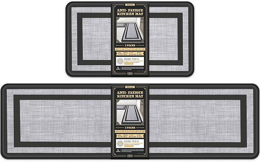 Mattitude Kitchen Mats Set of 2 Cushioned Rugs 0.47 inch Thick Anti-Fatigue Mats for Kitchen Floor,Waterproof Non-Slip Mats and Rugs Set for Office,Floor,Laundry 17.3"×29"+17.3"×59",Black