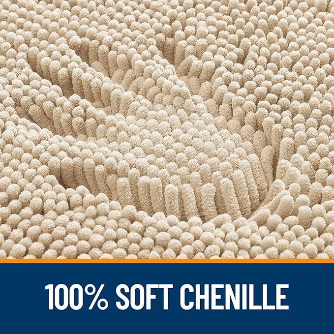 OLANLY Bathroom Runner Rugs 70x24, Extra Soft Absorbent Chenille Bath Rugs, Rubber Backing Quick Dry, Machine Washable Long Bath Mats for Bathroom Floor, Tub and Shower, Home Decor Accessories, Beige
