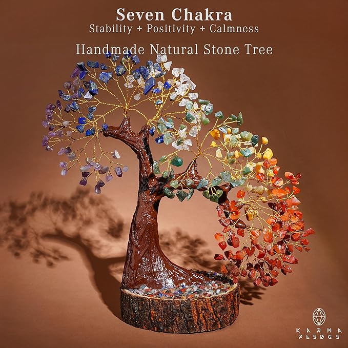 7 Chakra Tree of Life Birthday Gifts for Women, Men, Mom & Dad, Handmade Reiki Healing Crystal Tree for Home, Room, Office Decor Bring Money, Good Luck, Positivity Unique Gifts for Love Ones