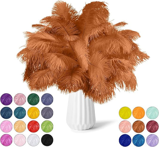 30pcs Brown Ostrich Feathers Natural Bulk 11-14inch(28-35cm) Vase Craft Wedding Home Party Centerpieces Christmas Day Decoration