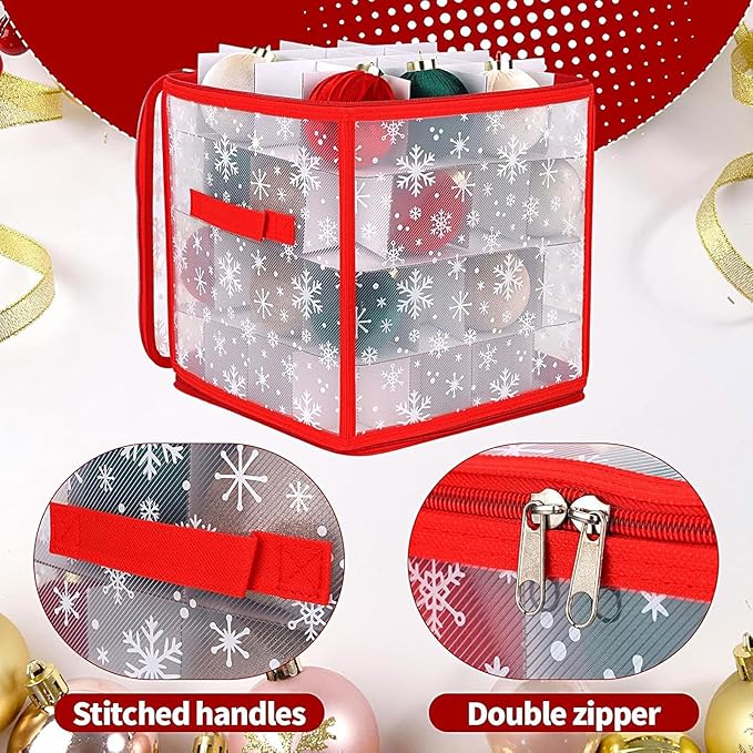 Christmas Ball Storage | with Handle Waterproof Large Capacity Foldable 36 Slots - Christmas Decoration Ball Organizer - for Cabinet Under Bed Shelf Home Dorm Apartment Bedroom