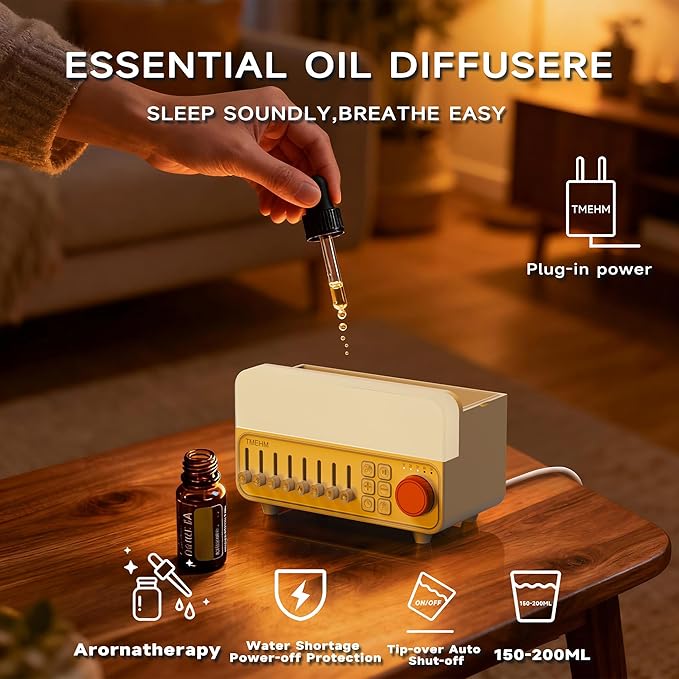 TMEHM 4-in-1 Sleep Sound Machine with White Noise & 8 Nature Sounds, Bluetooth Speaker, Night Light & Aroma Diffuser with Timer for Baby, Kids and Adults (White)